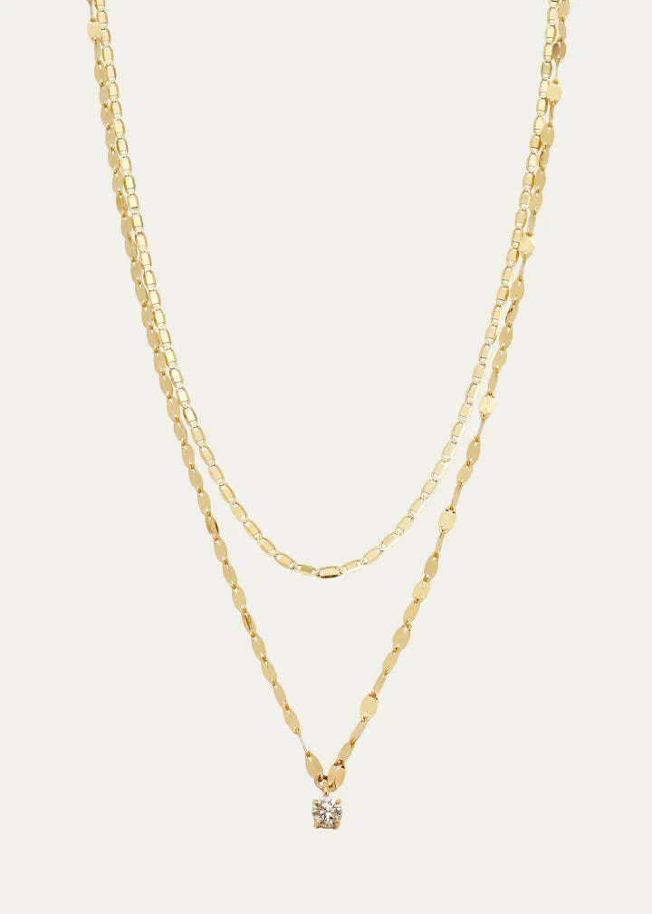 Gold Solo Double-Strand Necklace with Diamond