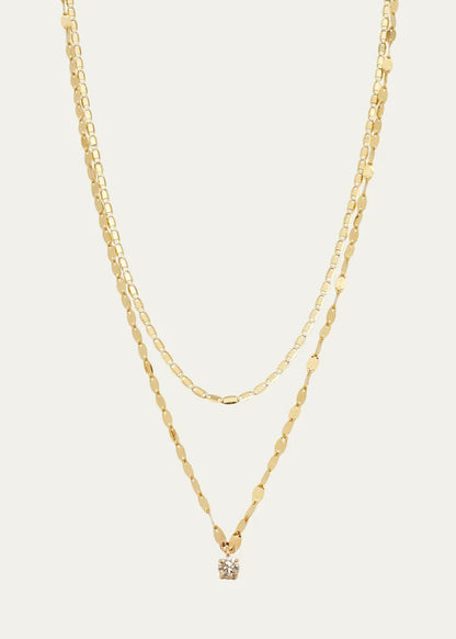 Gold Solo Double-Strand Necklace with Diamond