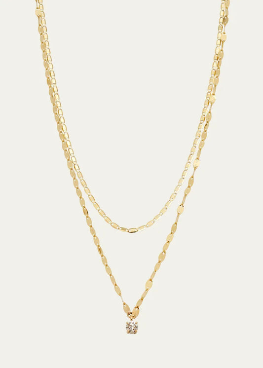 Gold Solo Double-Strand Necklace with Diamond