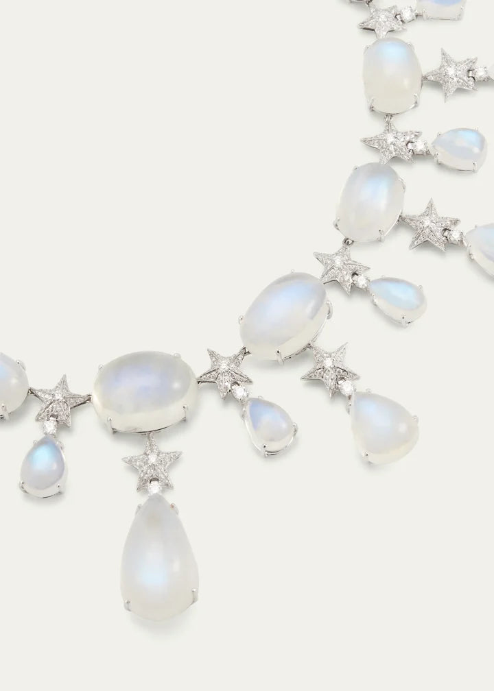Stardust Moonstone and Diamond Necklace