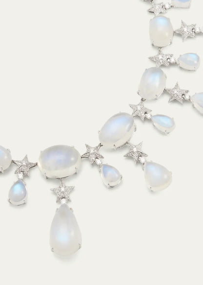 Stardust Moonstone and Diamond Necklace