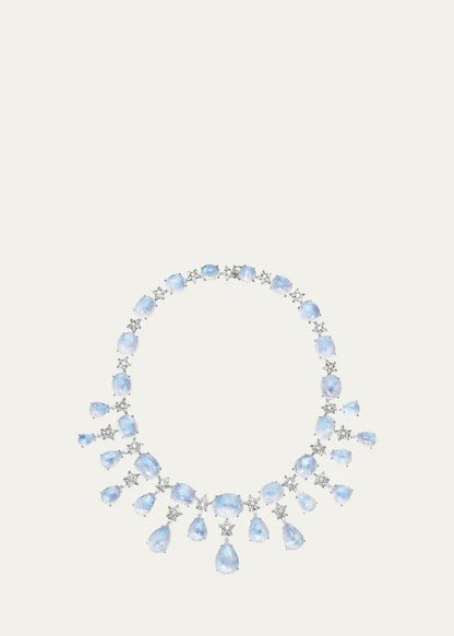 Stardust Moonstone and Diamond Necklace