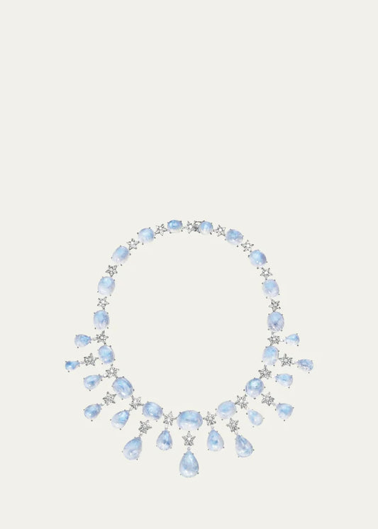 Stardust Moonstone and Diamond Necklace