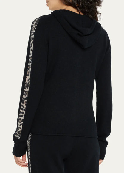 Cashmere Racer Stripe Zip-Front Hoodie