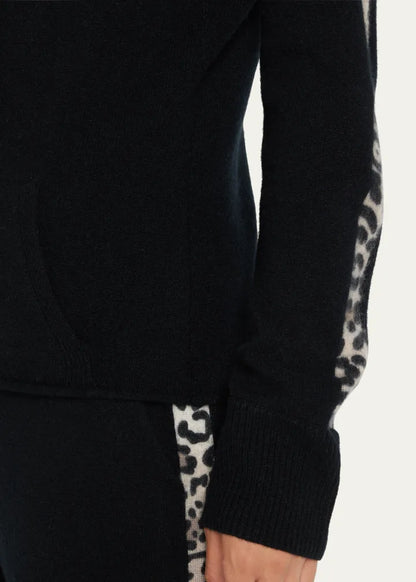 Cashmere Racer Stripe Zip-Front Hoodie