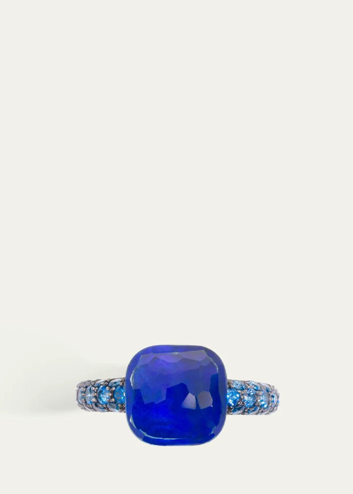 Nudo Classic London Blue Topaz and Lapis Ring with Diffused Topazes