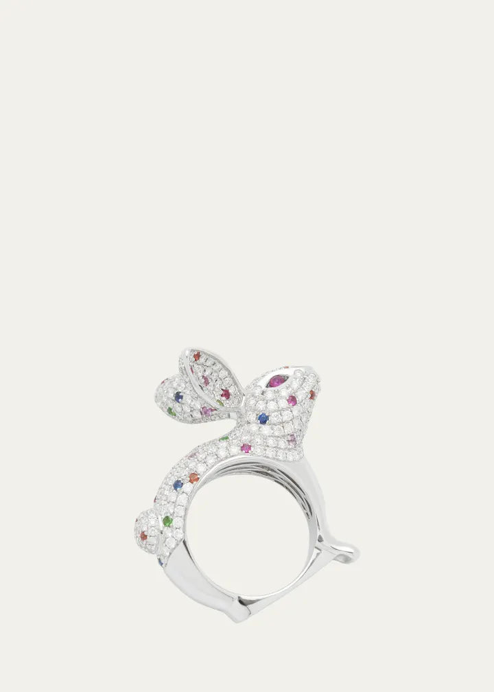 Bunny Ring with Diamonds, Sapphires, Garnets, and Rubies