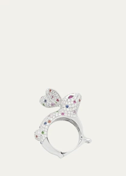 Bunny Ring with Diamonds, Sapphires, Garnets, and Rubies