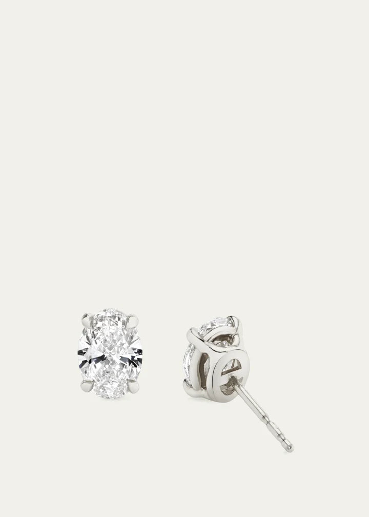 Oval Solitaire Lab Created/VRAI Created Diamond Stud Earrings