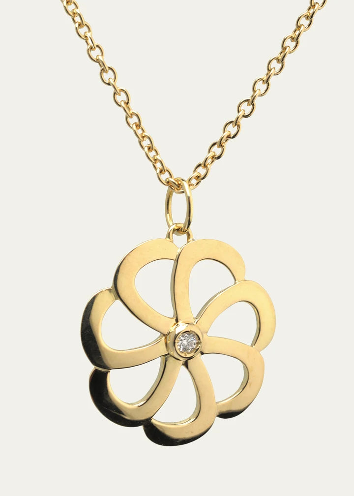Gold Flora Diamond Pendant Necklace