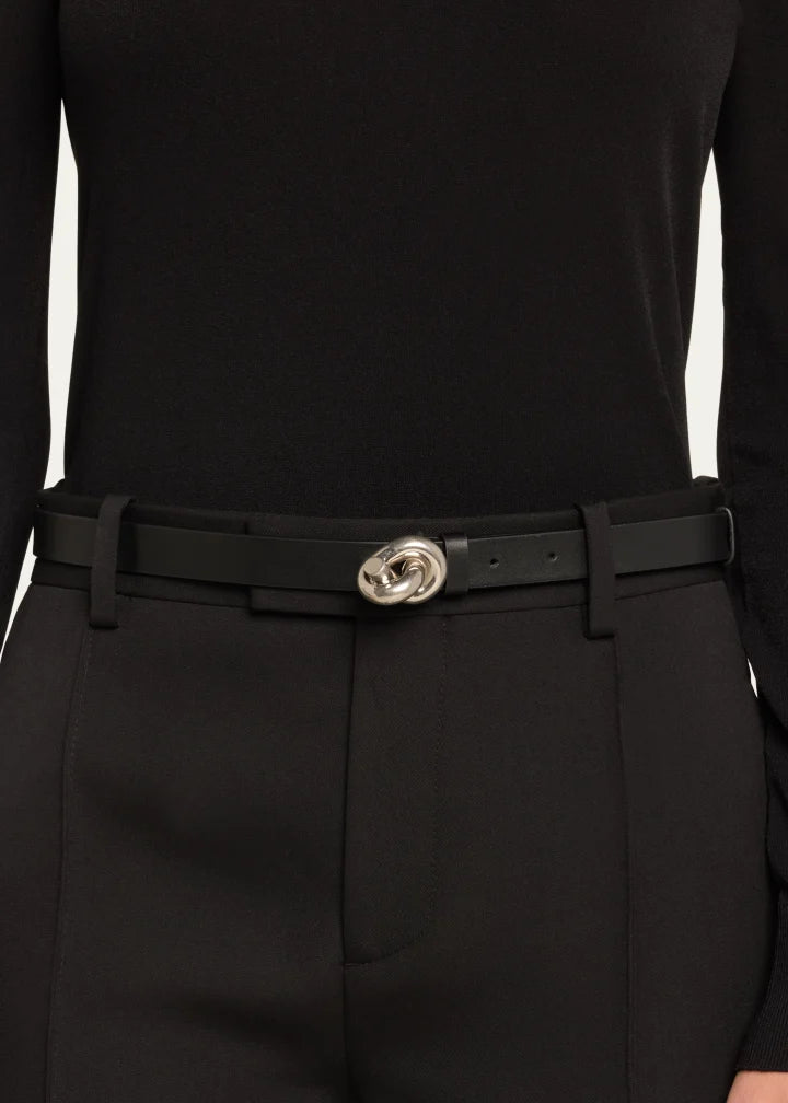 Brass Knot Skinny Leather Belt