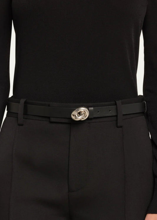 Brass Knot Skinny Leather Belt