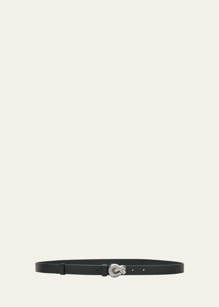 Brass Knot Skinny Leather Belt