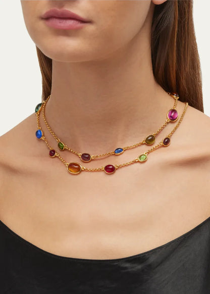 Multi-Stone Wrap Station Necklace