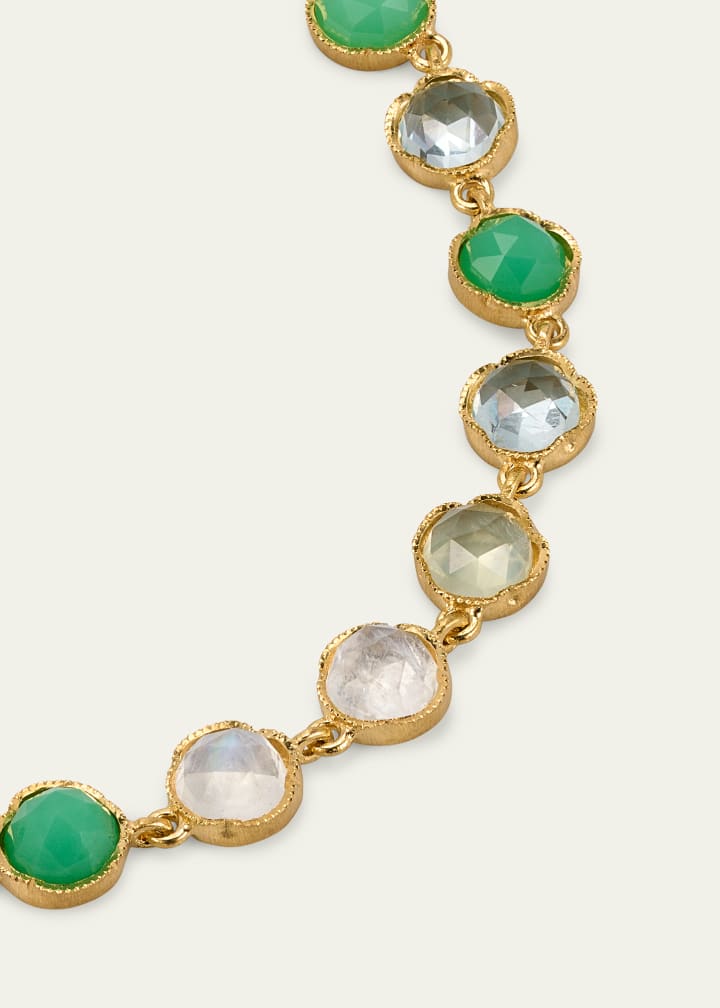 Chrysoprase, Aquamarine and Rainbow Moonstone Bracelet