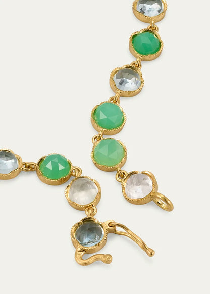 Chrysoprase, Aquamarine and Rainbow Moonstone Bracelet