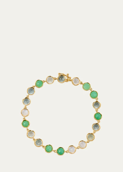 Chrysoprase, Aquamarine and Rainbow Moonstone Bracelet