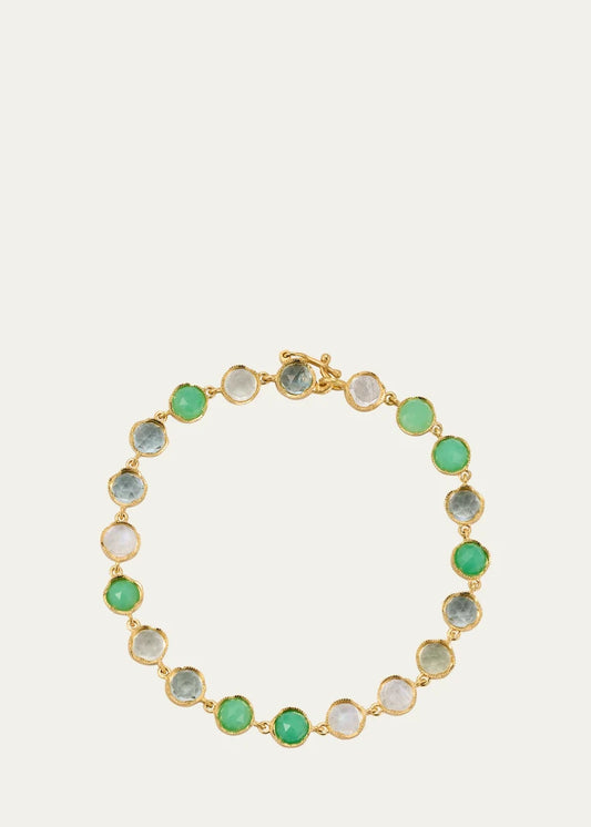 Chrysoprase, Aquamarine and Rainbow Moonstone Bracelet