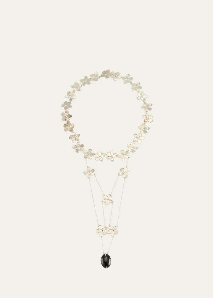 Art Nouveau Flower Necklace with Spinel