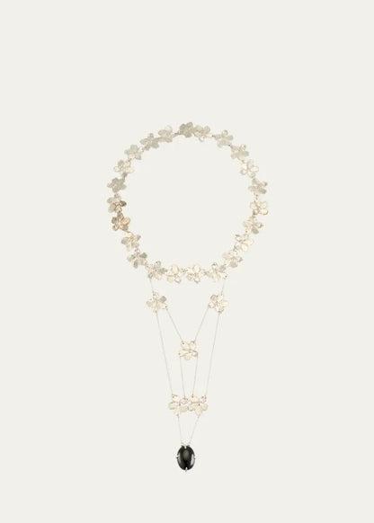 Art Nouveau Flower Necklace with Spinel