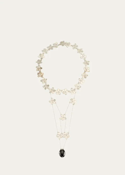 Art Nouveau Flower Necklace with Spinel