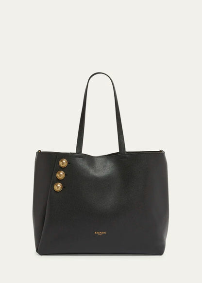 Embleme Shopper Tote Bag in Grained Leather