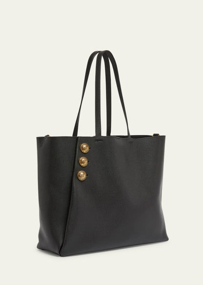 Embleme Shopper Tote Bag in Grained Leather