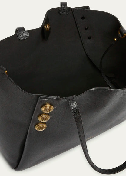 Embleme Shopper Tote Bag in Grained Leather
