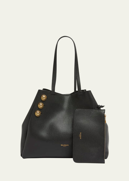 Embleme Shopper Tote Bag in Grained Leather