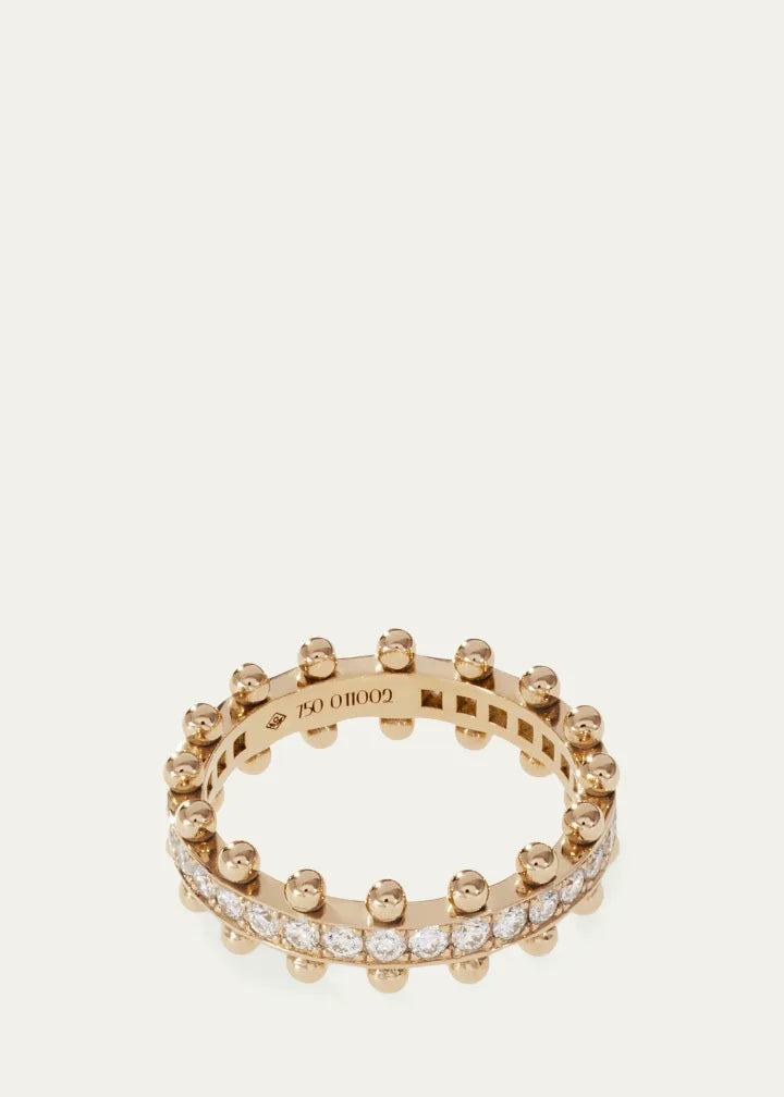 Beaded Recycled Gold and Lab Grown Diamond Ring