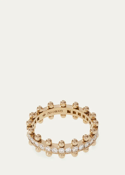 Beaded Recycled Gold and Lab Grown Diamond Ring