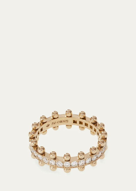 Beaded Recycled Gold and Lab Grown Diamond Ring