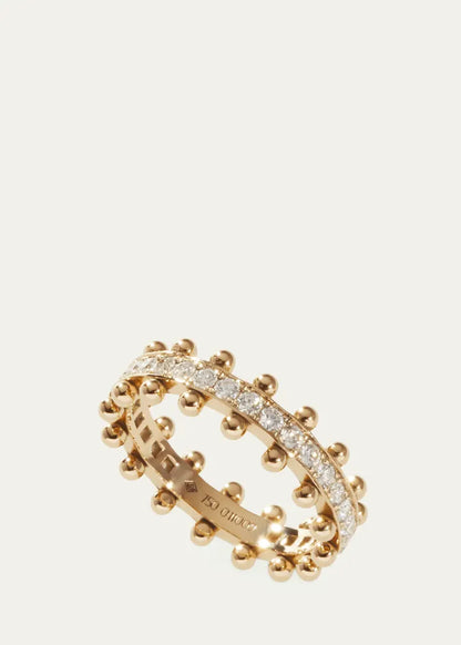 Beaded Recycled Gold and Lab Grown Diamond Ring