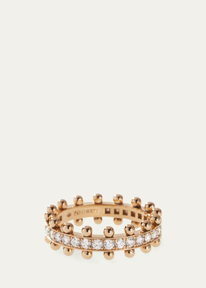 Beaded Recycled Gold and Lab Grown Diamond Ring