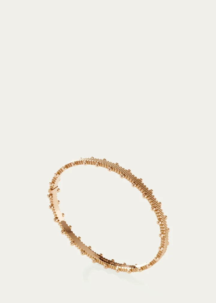 Beaded Recycled Yellow Gold Bangle with Lab-Grown Diamonds