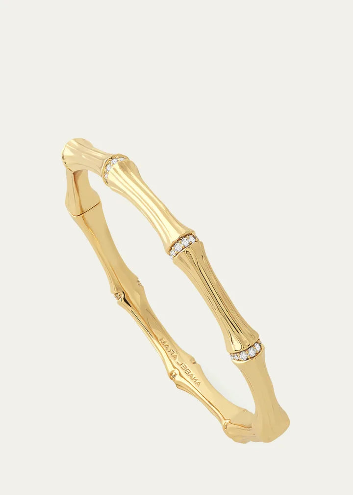 Cubic Zirconia Bamboo Bangle Bracelet
