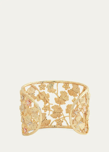 Cubic Zirconia Butterfly and Flower Cuff Bracelet