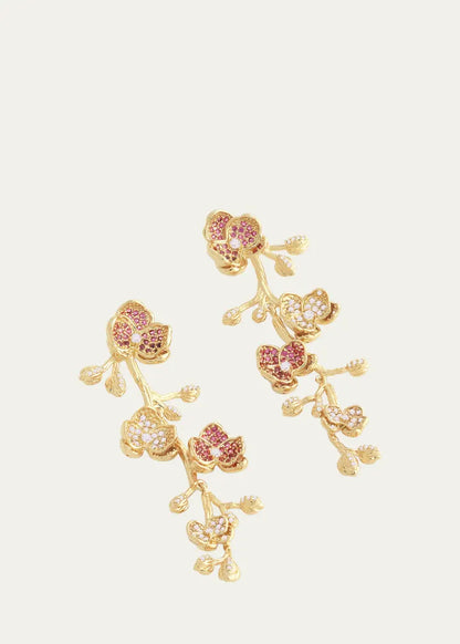Cubic Zirconia Orchid Dangle Earrings