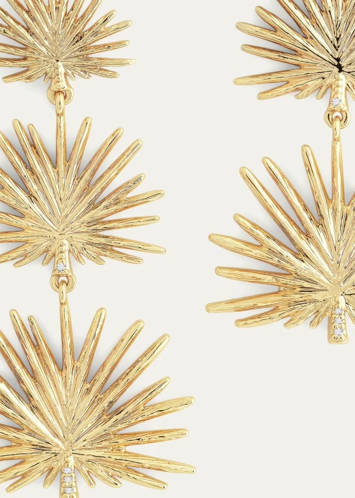 Cubic Zirconia Palm Leaves Earrings