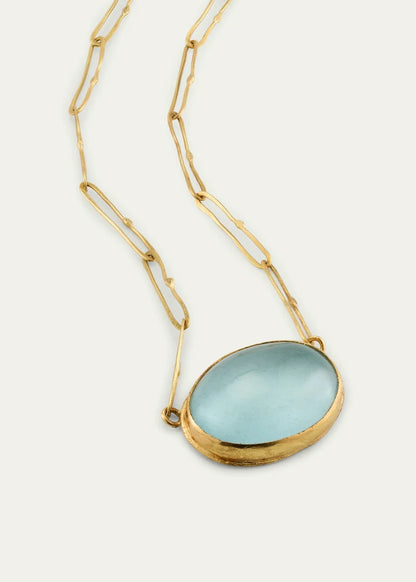 Aquamarine Cabochon Echo Necklace