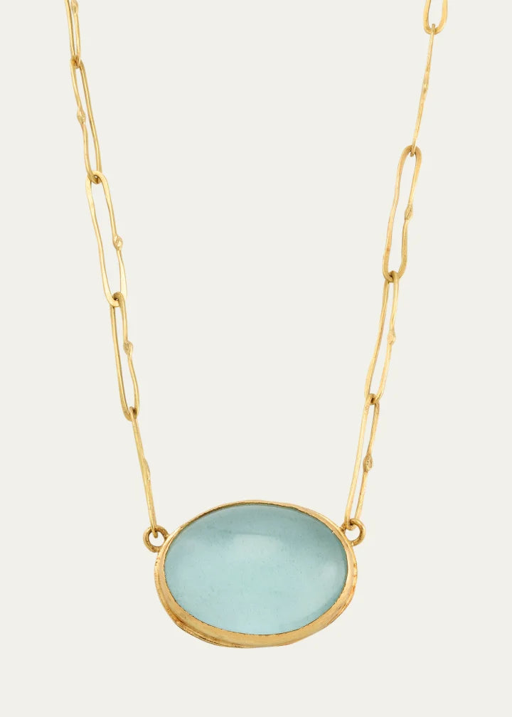 Aquamarine Cabochon Echo Necklace