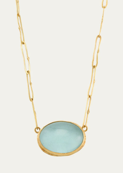 Aquamarine Cabochon Echo Necklace