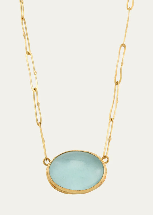 Aquamarine Cabochon Echo Necklace