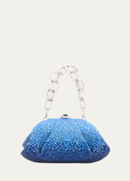 Gemma Pleated Ombré Crystal Top-Handle Bag