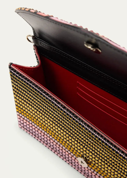 Loubi54 Wallet on Chain in Strass Crepe Satin
