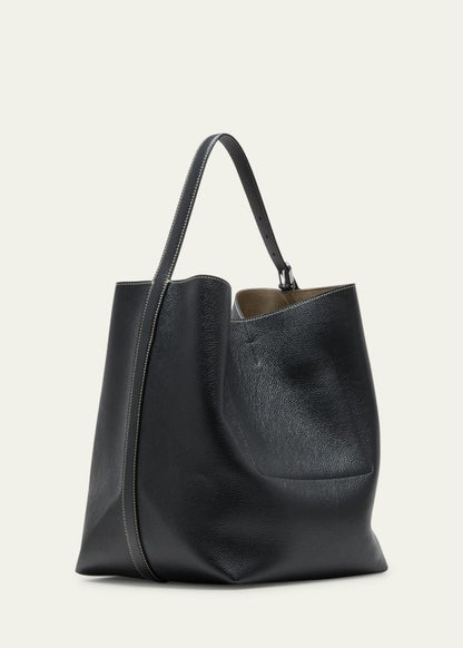 Belted Leather Tote Bag