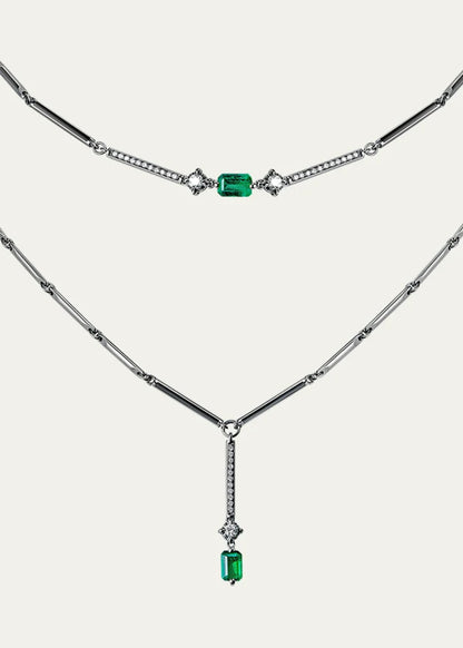 Linette Emerald and Diamond Double Choker Necklace