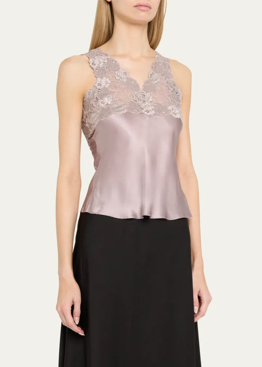 Josie Natori Rose Parfait Lace & Silk Tank