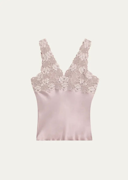 Josie Natori Rose Parfait Lace & Silk Tank