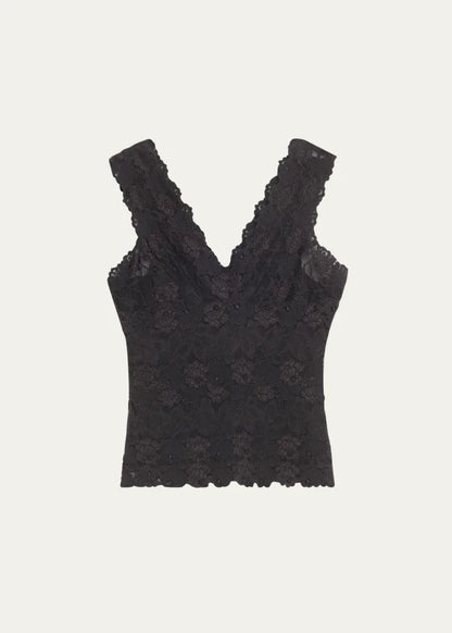 Josie Natori V-Neck Floral Lace Tank